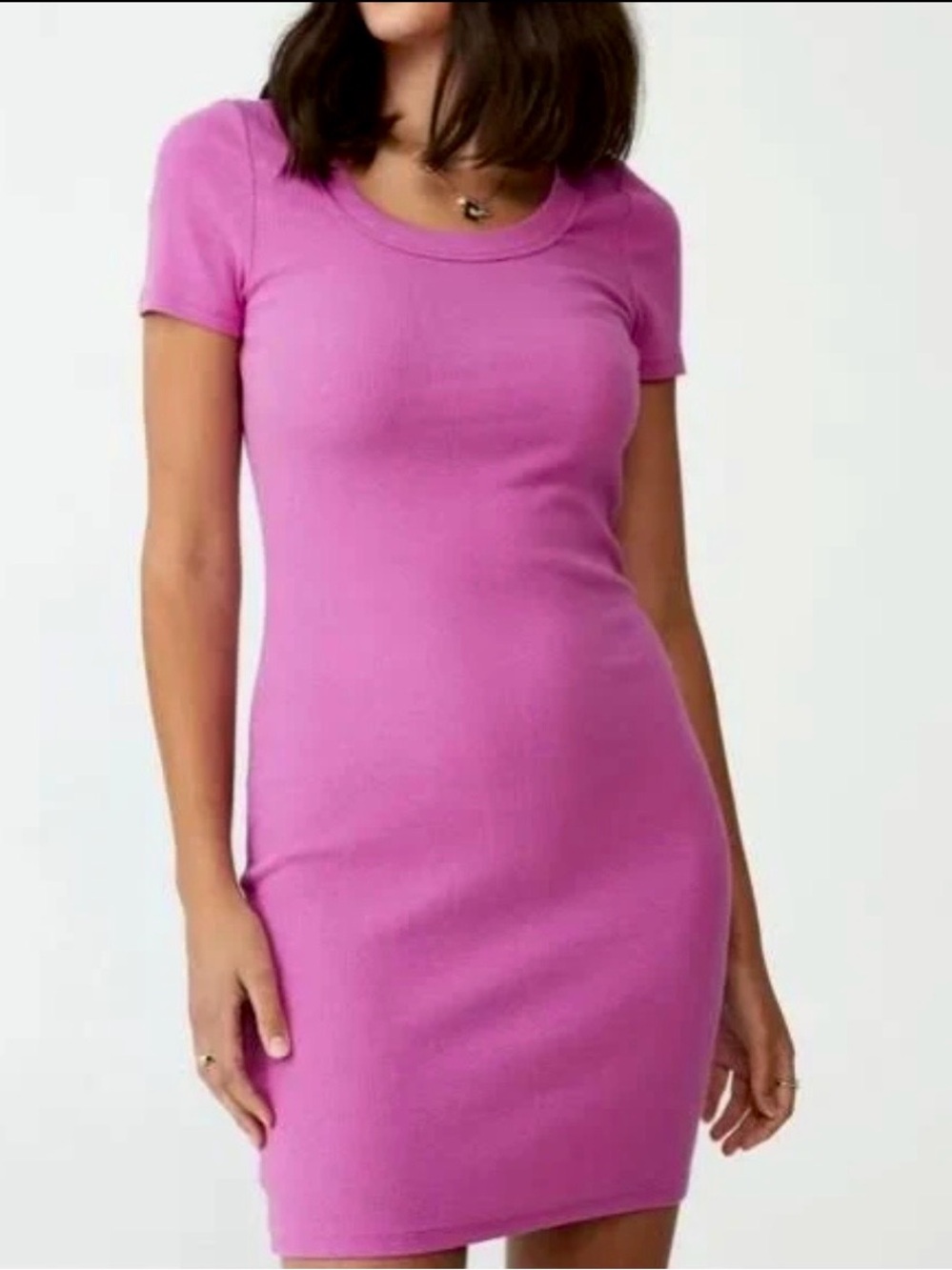 NWT Cotton On Ribbed Short Sleeve T Shirt Mini Dress Size M Deep Magenta